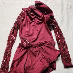 Weissman Bury A Friend Crimson Sequin Long Sleeve Dance Costume Girls Size LC